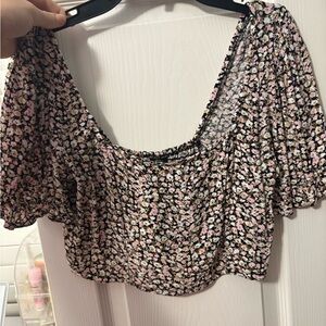Floral Black and Pink Women's Top